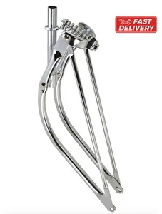 20" Bent Spring Fork Chrome Lowrider Bike Suspension Bicycle 1” Steerer NEW - Picture 1 of 1