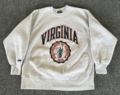 University Of Virginia VTG Jansport Sweatshirt Gray School Seal Reverse Weave XL - Image 1 of 4