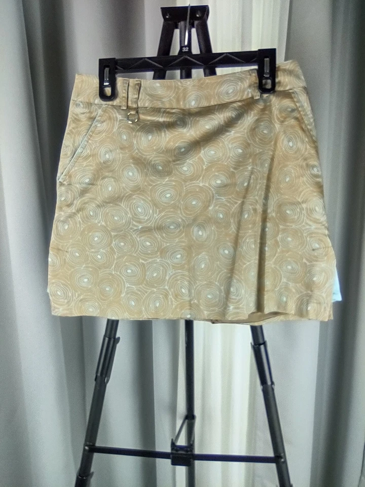 Sport Haley Cotton Blend Golf Skort In Tan/Brown/Gold With Blue Accents. Size 6  - Image 1 of 4