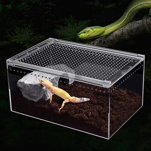 Transparent Pet Feeding Box Large Size Acrylic Plant Pet Reptile Terrarium Tank - Picture 1 of 19