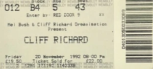 Cliff Richard - Wembley, London, UK (1992) Original Concert Ticket - Imagen 1 de 4