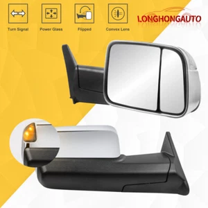 2Pcs Chrome Power Glass Signal Tow Mirrors For 94-97 Dodge Ram 1500 2500 3500 - Picture 1 of 12