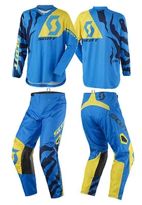 TUTA MAGLIA PANTALONI CROSS ENDURO SCOTT 350 RACE BLU GIALLO YELLOW 36(52) XL - Imagen 1 de 1