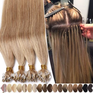 Micro Loop 100% REALE Remy Extension Capelli Umani Nano Anello Perline Spessore 100G=200S - Foto 1 di 31