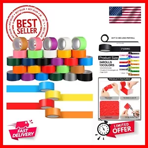 24 Rolls Colored Duct Tape Bulk, Duct Tape Heavy Duty Waterproof, Multi Purpo... - Picture 1 of 8