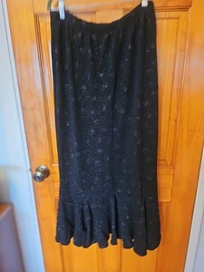 ASHLEY STEWART WOMEN Maxi SKIRT size 14 Black STRETCHABLE Metallic NWOT  - Picture 1 of 7