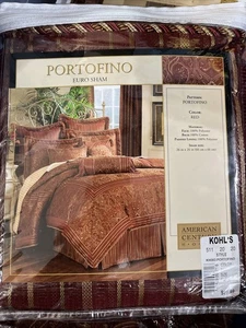 AMERICAN CENTURY HOME Portofino Euro Sham Set Red Gold 2 In A Pack. - Picture 1 of 3
