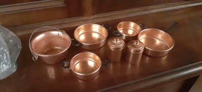 ✅💯pentole Cucina Giocattolo Vintage Miniatura Casa Bambole In Rame  - Immagine 1 di 4