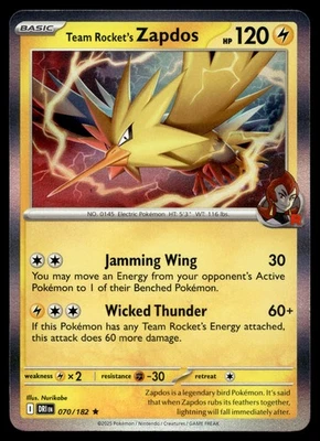 TEAM ROCKET'S ZAPDOS 070/182 RARE DESTINED RIVALS POKEMON - Image 1 of 4