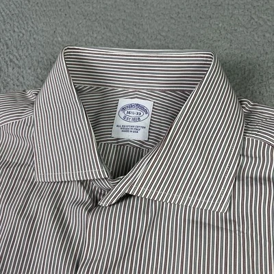 Brooks Brothers Shirt Men 16.5 33 Multicolor Striped Egyptian Cotton Made in USA - Image 1 of 4