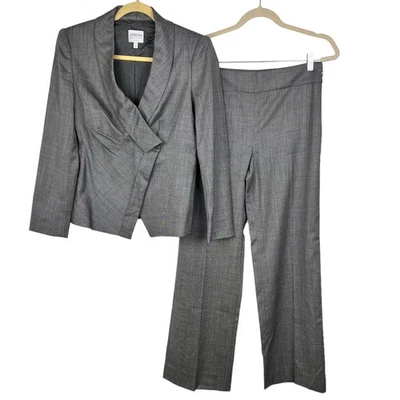 Traje Pantalón Lana Armani Collezioni 2 Piezas Asimétrico Micro Espiga 6 8 Foto 1 de 4
