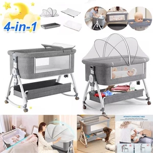 4in1 Baby Bedside Crib Sleeper Bassinet Height-adjustable Infant Newborn Cot Bed - Picture 1 of 22