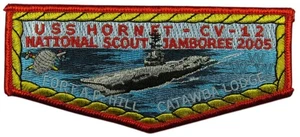Catawba Lodge 459 Mecklenburg County NC 2005 USS HORNET Flap RED Bdr - Picture 1 of 2