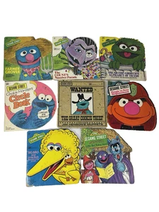 VTG 1977 Sesame Street Golden Shape Books Lot of 8 Grover Big Bird Cookie Monste - Picture 1 of 21