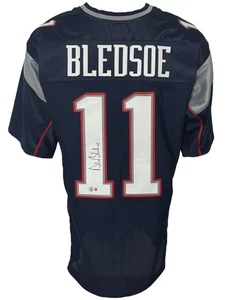 New England Patriots Drew Bledsoe Autographed Pro Style Blue Jersey BAS Authe... - Picture 1 of 1