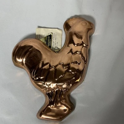 Molde vintage de galo de cobre 12 pol. década de 1970 - Imagem 1 de 4