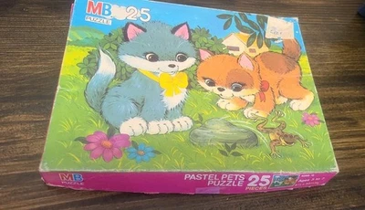 Vintage Milton Bradley Puzzle Pastel Pets 25 Pieces Ages 3+ Orange Tabby Cats - Image 1 of 4