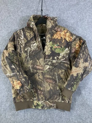 Mossy Oak Hunting Hooded Jacket Mens M Green Camouflage Full Zip Drawstring Logo - Image 1 of 4