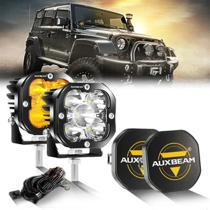 AUXBEAM 3" LED Work Light 4WD Offroad SUV Driving Lamp White Amber+Cover For BMW - Foto 1 di 12