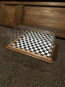 1:18 Diecast Wooden Checkard Plastic Holder Display Case Only! - Picture 1 of 8