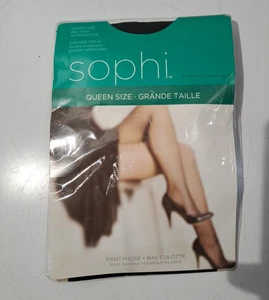 SOPHI Black Pantyhose Day Sheer Reinforced Toe Size Queen Tall - Picture 1 of 2