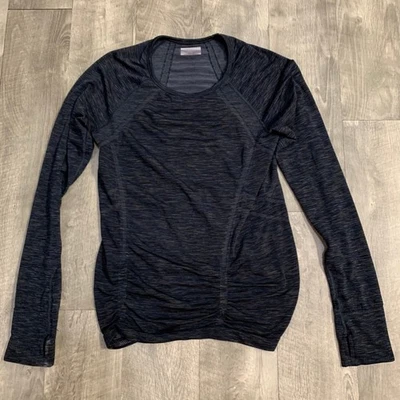 Camiseta de manga larga Athleta gris jaspeado agujero para el pulgar elástica correr yoga L Foto 1 de 4