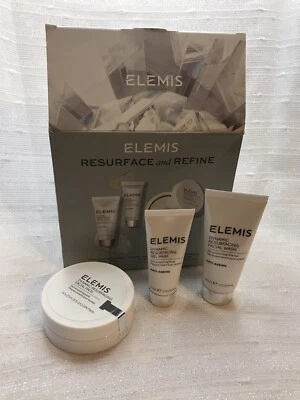 ELEMIS RESURFACE & REFINE 3PC SET  FACIAL WASH-GEL MASK-FACIAL PADS DAMAGED BOX - Image 1 of 4