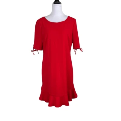Ivanka Trump Red Short Sleeve Shift Dress, Size 10 - Image 1 of 4