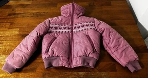 1st Team Vintage Girls Youth Puffer Jacket Zippered Pink Hearts 8 - Picture 1 of 9