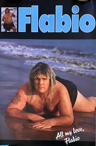 Flabio Vintage Poster Joke Comedy Funny Make Model Sexy Fat Man Beach Heavy Guy - Picture 1 of 7