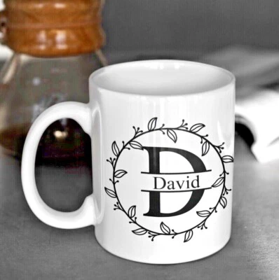 HONEYSUCKLE BARN Personalised Monogram Style Name Coffee Mug with Optional Coaster