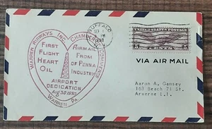 First Flight Cover warren PA airport Dedication slogan Buffalo pmk 1930 - Picture 1 of 2