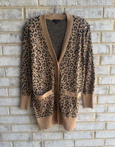 J. Crew Long Sleeve Button Front Animal Print Wool Blend Cardigan Sweater Size S - Picture 1 of 8