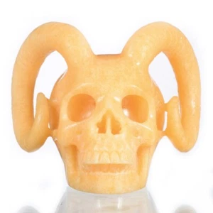 Calavera con cuernos de calcita naranja natural de 4,02" coleccionables de curación #29N09 - Imagen 1 de 8