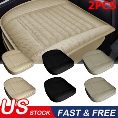2pcs Full Surround Front Car Seat Cover Leather Pad Mat Chair Cushion Protector - Image 1 of 4