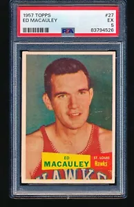 1957 Topps ED MacAULEY #27 PSA 5 - No Creases - Picture 1 of 2
