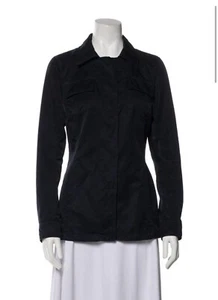 Prada Authentic Solid Dark Blue Long Sleeve Utility Jacket US 6 Small IT 42 - Picture 1 of 11