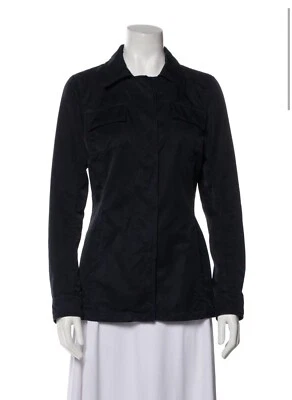 Auténtica chaqueta utilitaria Prada azul oscuro liso manga larga EE. UU. 6 pequeña IT 42 Foto 1 de 4