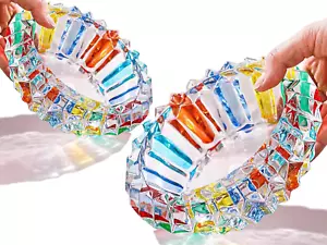 7" and 5" Crystal Colorful Ashtray, Cigar Cigarettes Ash Tray Holder Home Office - Picture 1 of 12