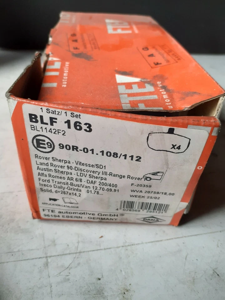 PLAQUETTE DE FREINS BLF163 - 90R - 01.108/112 - ROVER AVANT - Photo 1/1