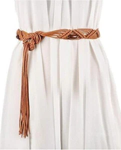 Womens Bohemian Rope Tassel Braid Waist Belt Woven Skinny Chain Belt for Skir... - Picture 1 of 4