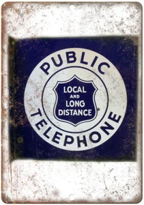 Public Telephone Porcelain Look Reproduction Metal Sign U129 - Picture 1 of 1