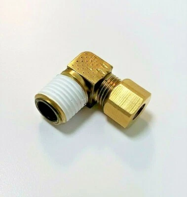90° Elbow 1/4" Tube x 1/4" Pipe Thread Extended Brass Male Compression Fitting  - Image 1 of 4