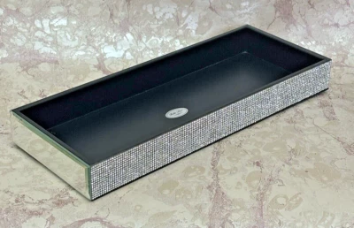 BELLA LUX Vanity Tray Mirrored &Rhinestone Bathroom Accessory Luxury NWT - Image 1 of 4