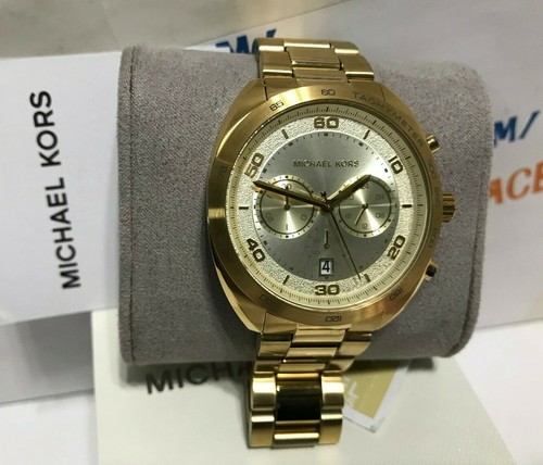 Orologio Michael Kors Uomo 43mm x 48mm Dane Acciaio Inox Tono Oro MK8623 NUOVO