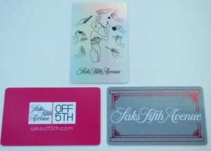 Saks Fifth Avenue Gift Card LOT of 3 - Silver Foil- Saks Off Fifth -B - No Value - Picture 1 of 2