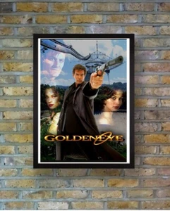 Classic 007 "Goldeneye" A3 Framed Movie Retro Canvas Poster Print 1995 - Picture 1 of 3
