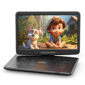 BOIFUN Lettore DVD Portatile 17.5" con Schermo Girevole,Batteria Ricaricabile,Nero - Foto 1 di 9