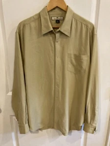 Tommy Bahama 100% Silk Long Sleeve Men's XL Tan Casual Button Down Preppy - Picture 1 of 9