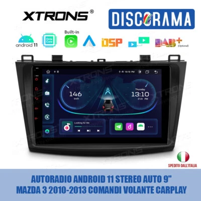 AUTORADIO ANDROID 11 STEREO AUTO 9" MAZDA 3 2010-2013 COMANDI VOLANTE CARPLAY  - Immagine 1 di 4